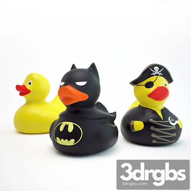 Set of Rubber Ducks For The Bathroom 3D Model Free
