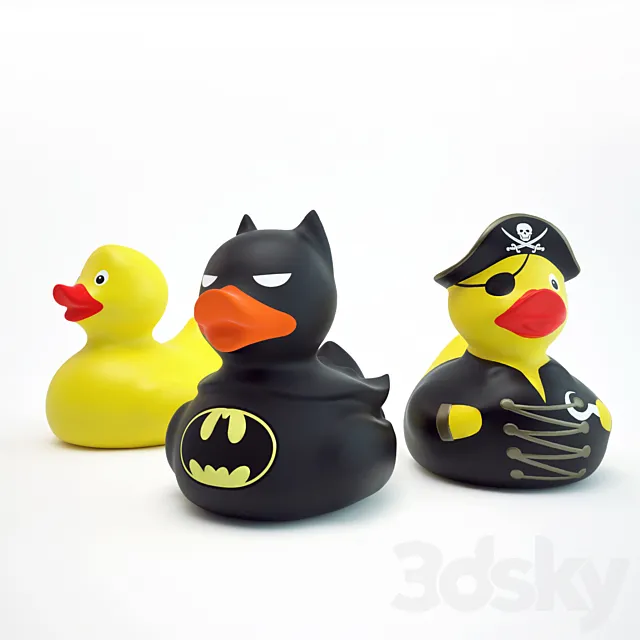 Set of rubber ducks for the bathroom 3D Model