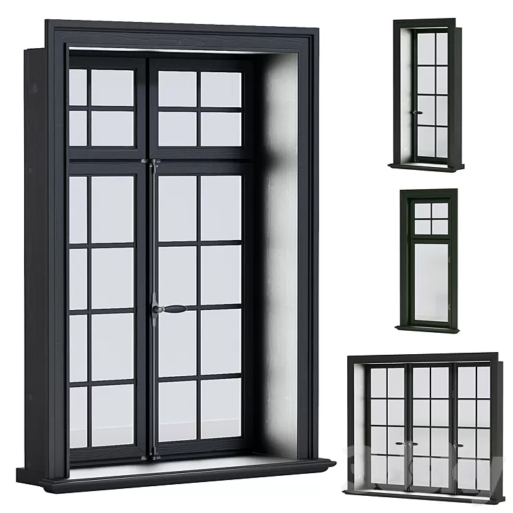 Set of scandinavian windows 3D Model