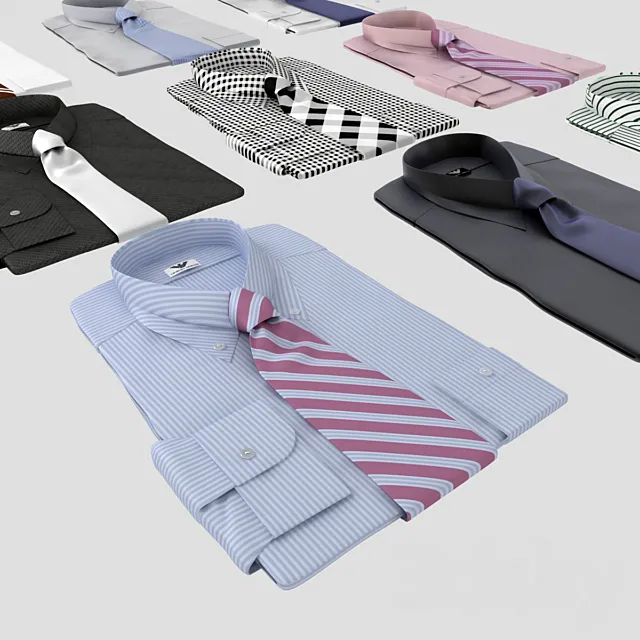 Set of shirts with tie 3D Model