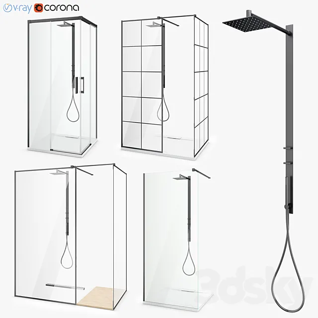 Set of shower cabins Radaway set 46 3DModel