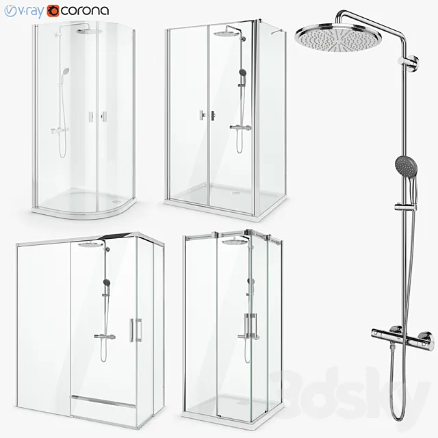 Set of shower cabins Radaway set 50 3D Model
