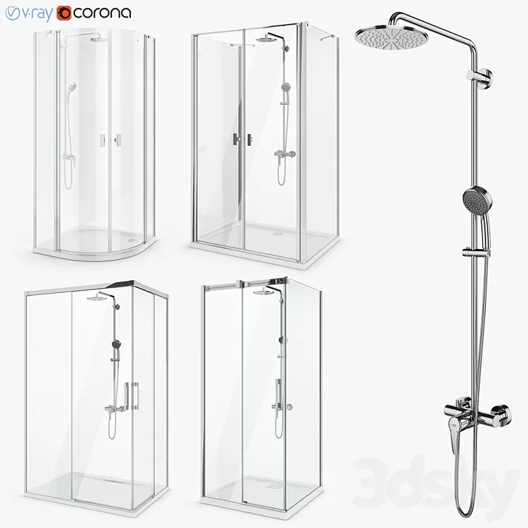Set of shower cabins Radaway set 51 3D Model