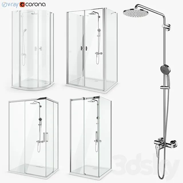Set of shower cabins Radaway set 51 3DModel