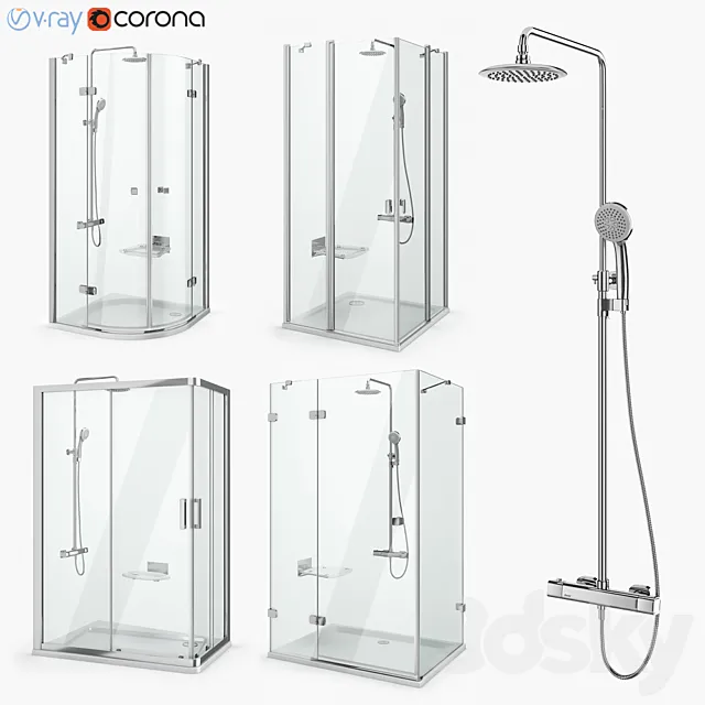 Set of shower cabins Ravak set 18 3DModel