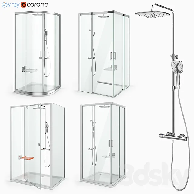 Set of shower cabins Ravak set 29 3D Model