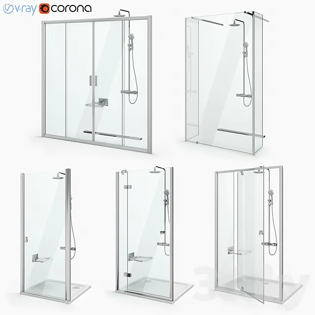 Set of shower doors Ravak set 20 3D Model