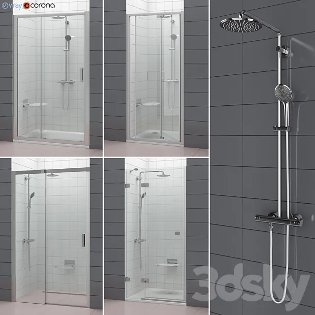 Set of shower doors RAVAK set 52 3D Model
