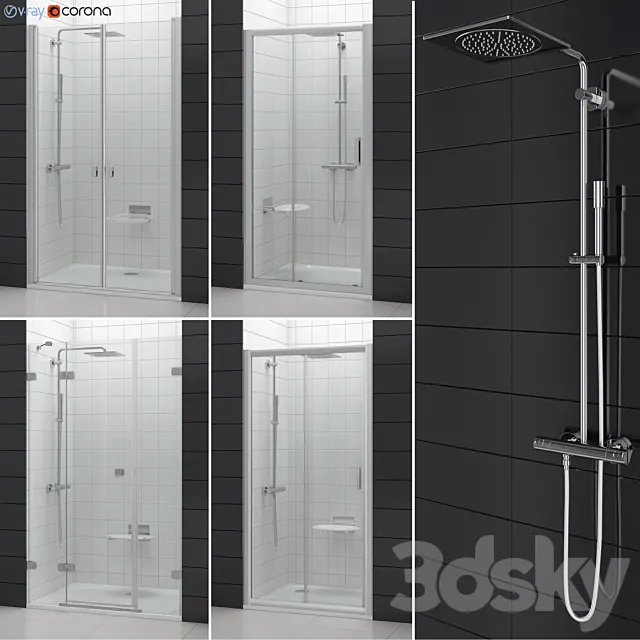Set of shower doors RAVAK set 53 3D Model
