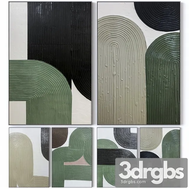 Set Of Six Large Wall Paintings 2458 3D Model Free