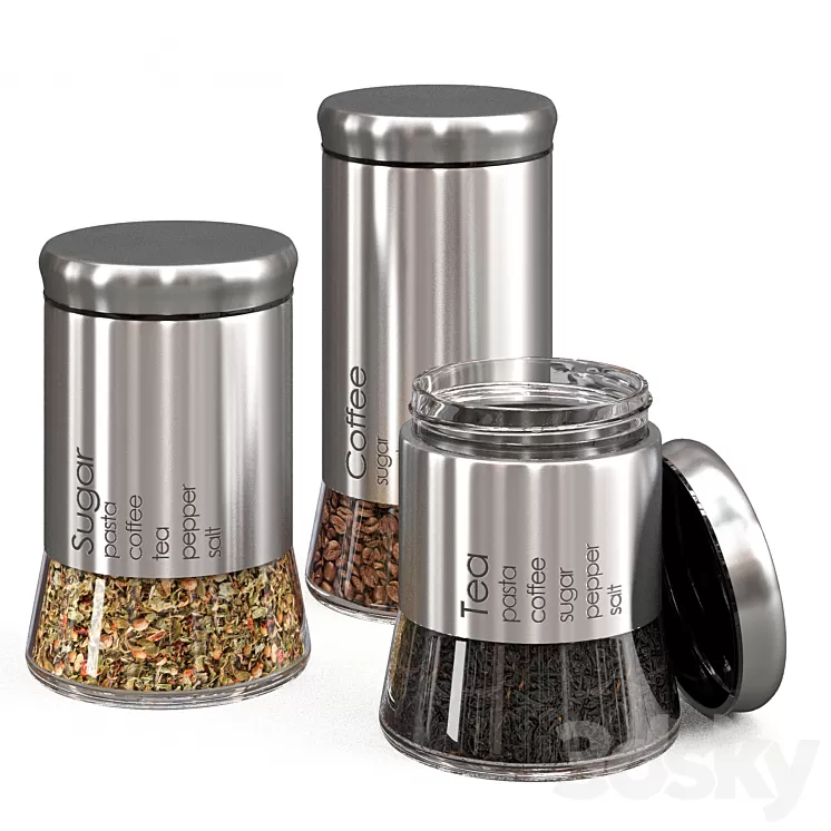 set of spice jars 3D Model