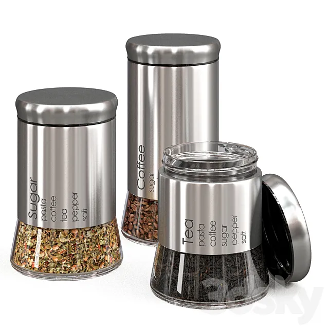 set of spice jars 3DModel