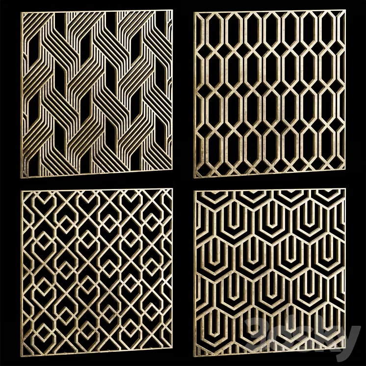 Set of square decorative panels 24 3D Model Free