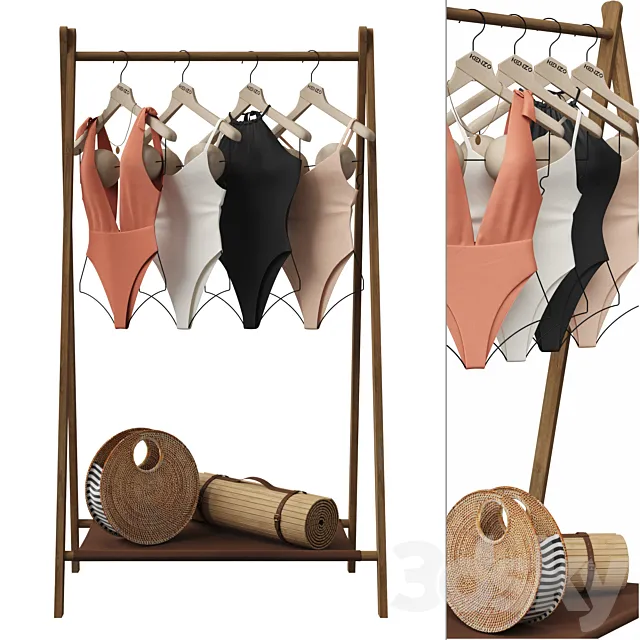 Set of swimwear and beach accessories for shop 002 3D Model