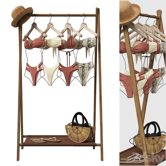 Set of swimwear and beach accessories for the store 3D Model