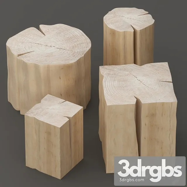 Set of tables from stumps. 2 3D Model Free