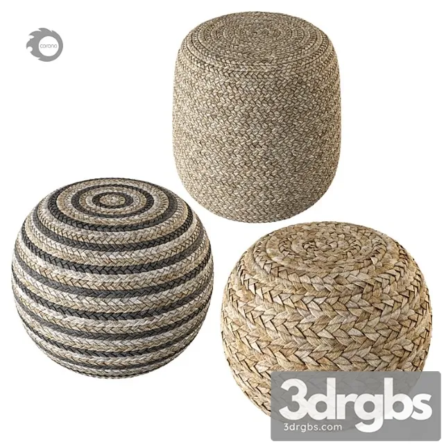 Set of three poufs