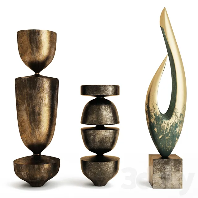 Set of three sculptures 2 3D Model