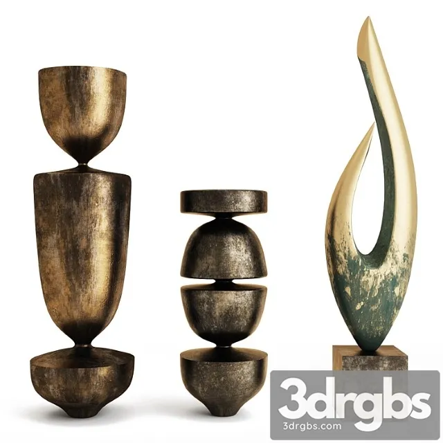 Set Of Three Sculptures 2 3D Model Free