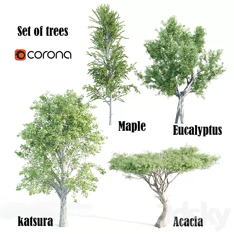 set of tree05 3D Model