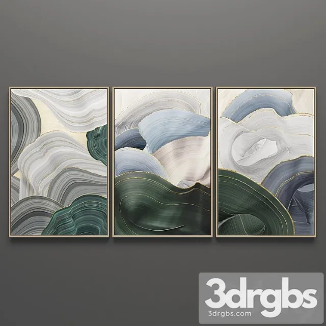 Set of triptych paintings 6 3D Model Free