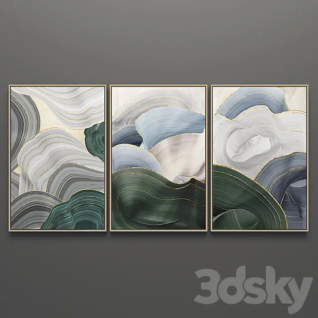 Set of triptych paintings 6 3DModel