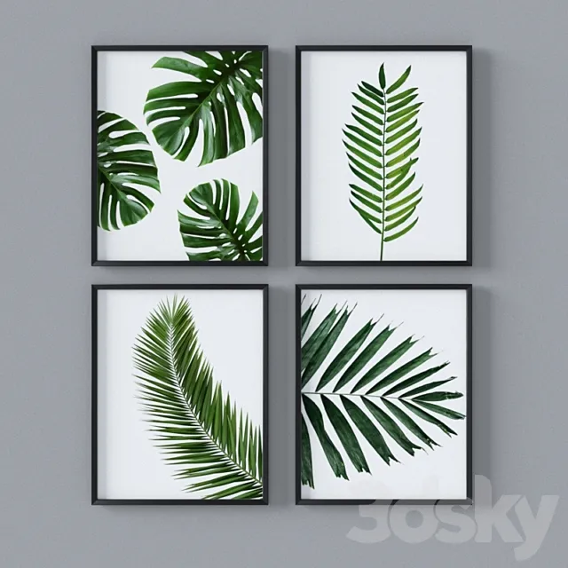 Set of tropical leaves 3D Model
