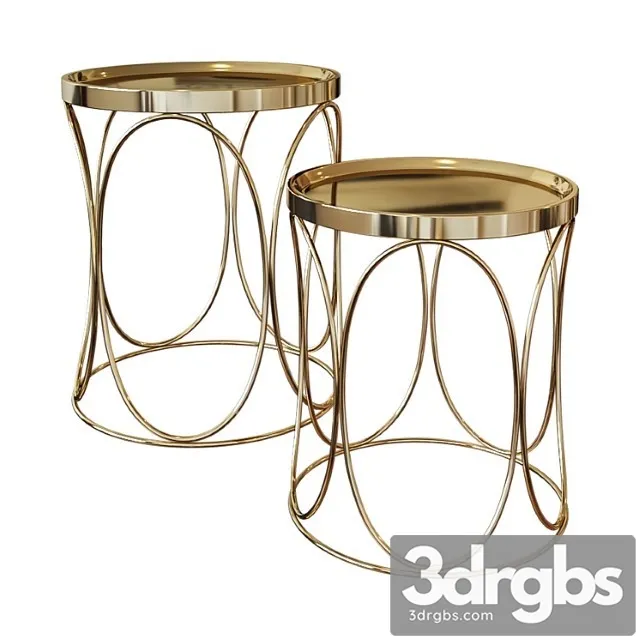 Set Of Two Coffee Tables With Metal Table Top A79100090 3D Model Free