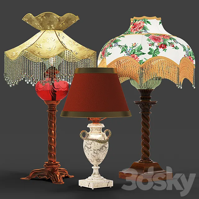 Set of vintage lamps 3D Model