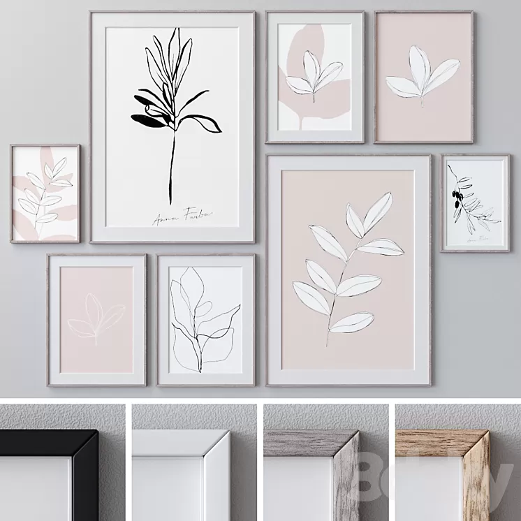 Set of wall paintings 1389 3D Model Free