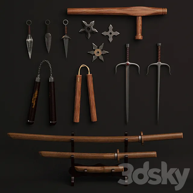 set of weapons for combat iskussva 3DModel