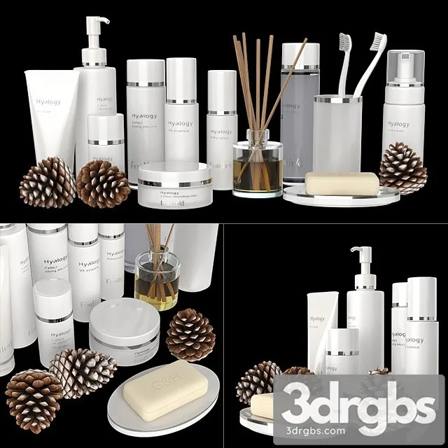 Set of White Cosmetics 3D Model Free