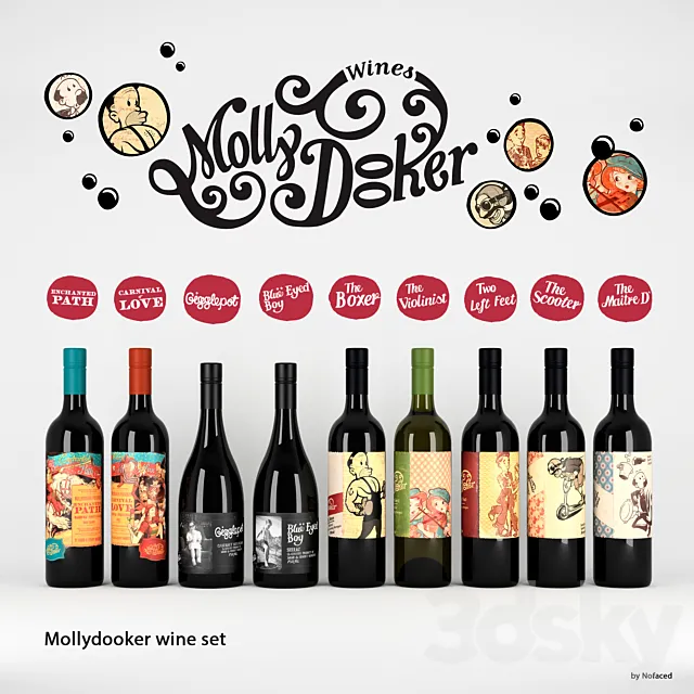 set of wine Mollydooker (9 bottles) 3D Model