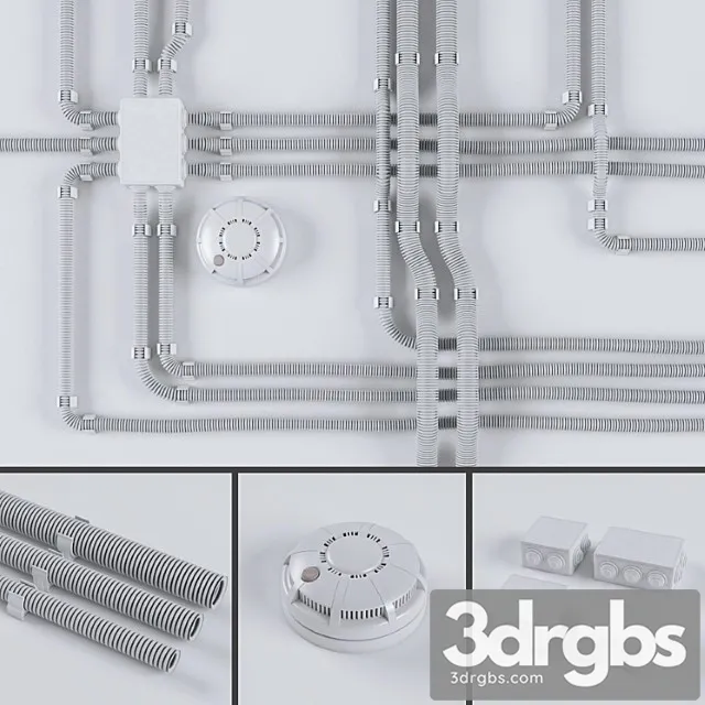 Set of wires for electrical wiring in corrugation 3D Model Download