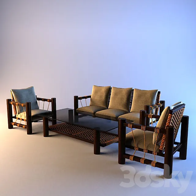 set of wooden furniture 3DModel