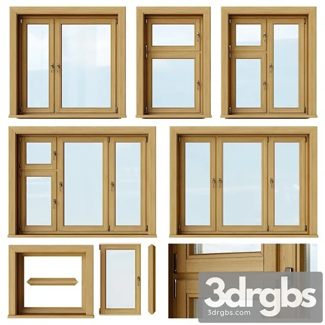 Set of wooden windows 1 + designer Free Download