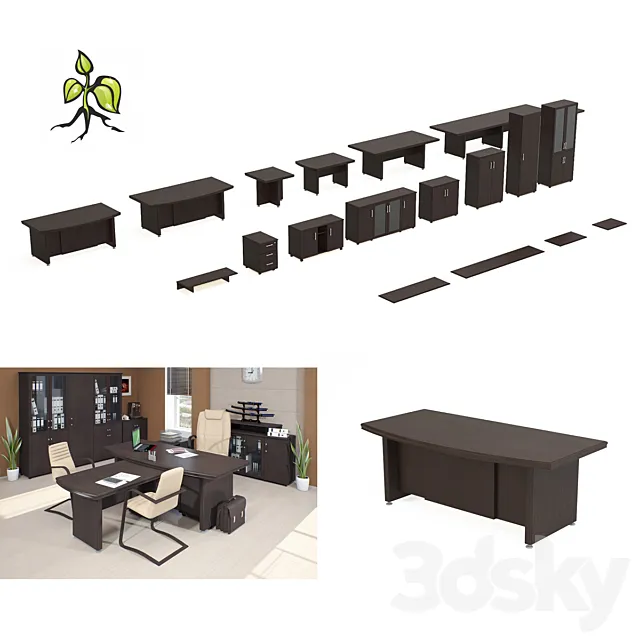 Set Office furniture "master" 3D Model