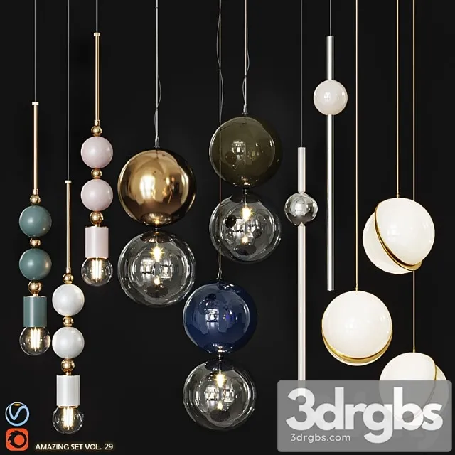 Set Pendant Lights 3D Model Free