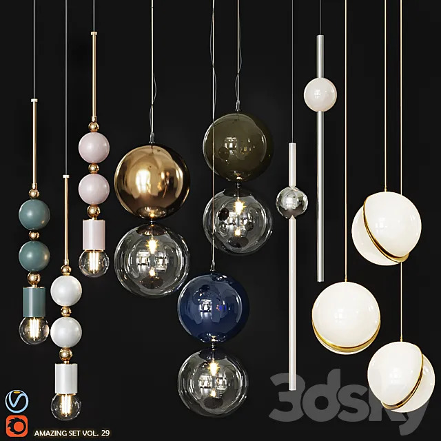 Set pendant lights 3D Model