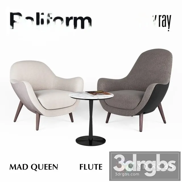 Set Poliform MadKing Mad Queen Flute 3D Model Free