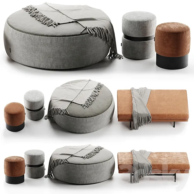 Set pouf laskasas 3D Model