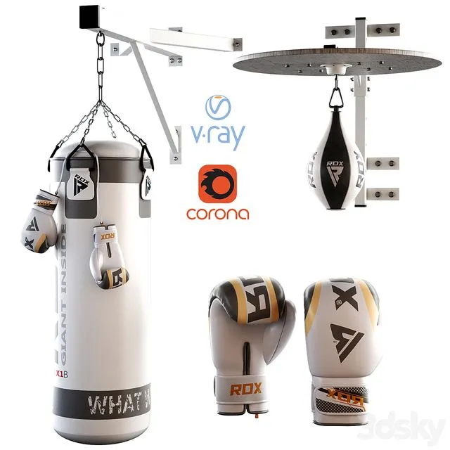 Set Punching bag and gloves from ROX_2 3D Model