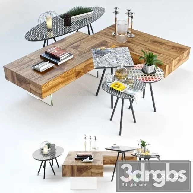 Set Sattelan Italia Coffee Table 3D Model Free