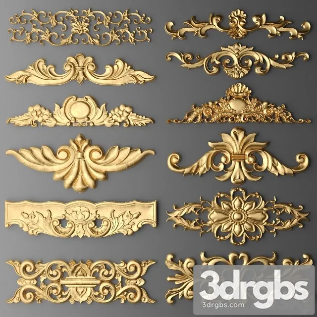 Set Stucco Decoration 2 3D Model Free