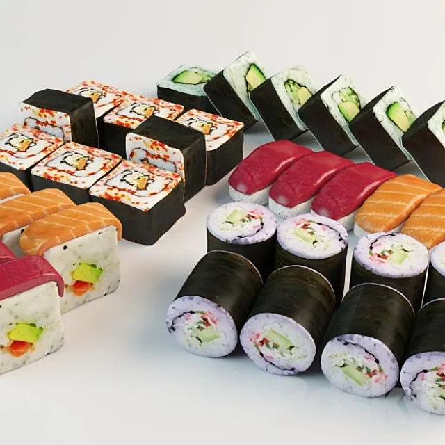 Set Sushi rolls and sushi 3D Model