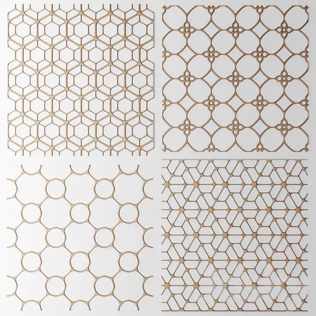 Set. The grille panel. Lattice. panel. pattern. art. abstraction. decorative. interior. wall decor 3DModel