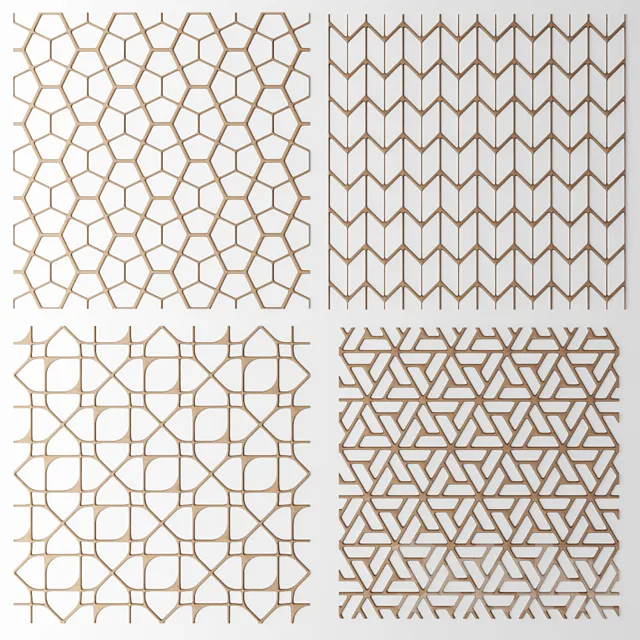Set. The grille panel. Lattice. panel. pattern. art. abstraction. decorative. interior. wall decor 3DModel