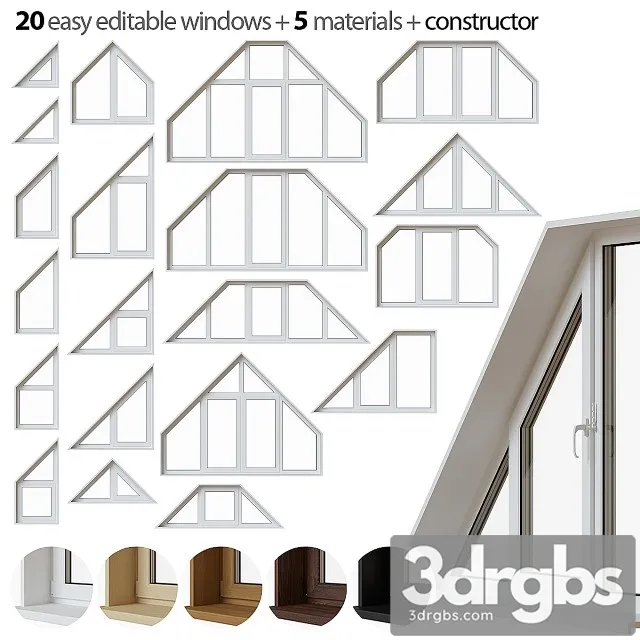 Set Trapezoidal Windows 3D Model Download