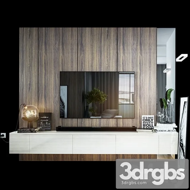 Set TV Wall 02 3D Model Free