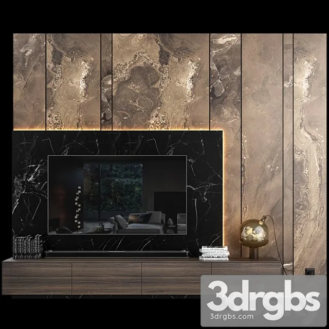 Set TV Wall 04 3D Model Free